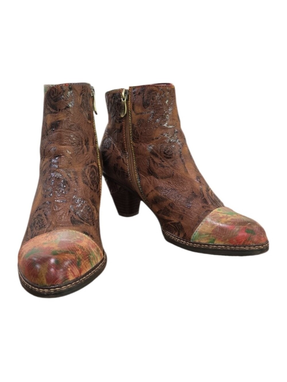 L'Artiste Women's Spring Step Waterlily Boho Floral Design Booties. Size 42/11